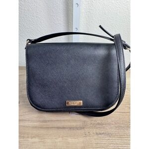 Kate‎ Spade Black Saffiano Leather Crossbody Bag Gold Logo